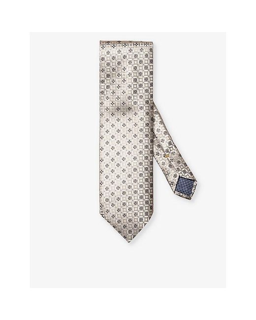 Eton of Sweden White Patterned Silk Tie for men