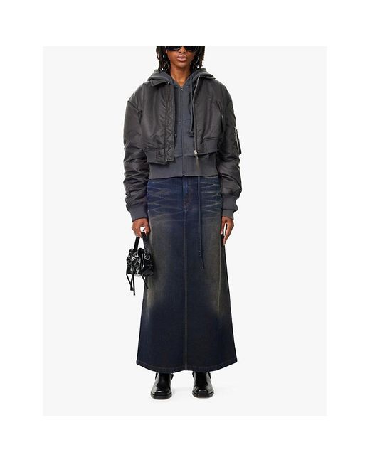 Acne Blue Vintage-Wash Mid-Rise Regular-Fit Denim Maxi Skirt