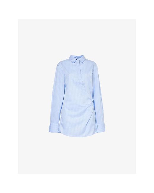 Sir Blue Lori Striped-Print Long-Sleeves Stretch-Cotton Mini Dress