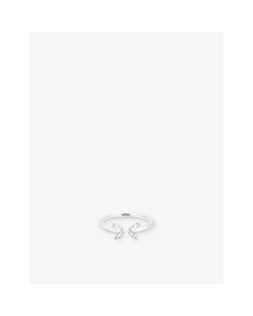 Astrid & Miyu White Butterfly Rhodium Plated Sterling- And Cubic Zirconia Ring