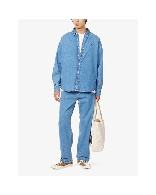 Carhartt Blue Landon Wide-Leg Relaxed-Fit Denim Jeans for men