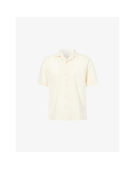 Sunspel White Stripe-Pattern Regular-Fit Cotton Shirt for men