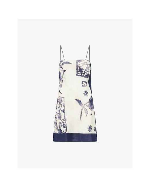 Sir Blue Phillipa Square-Neck Silk-Blend Mini Dress
