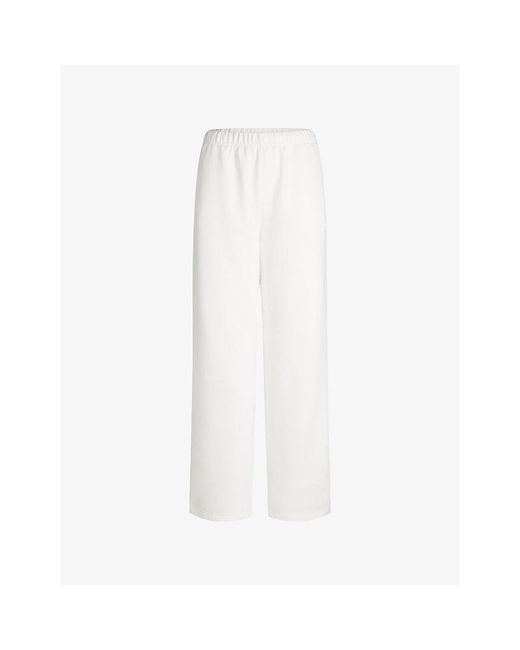Skims White Classic Straight-Leg Cotton-Fleece Trousers