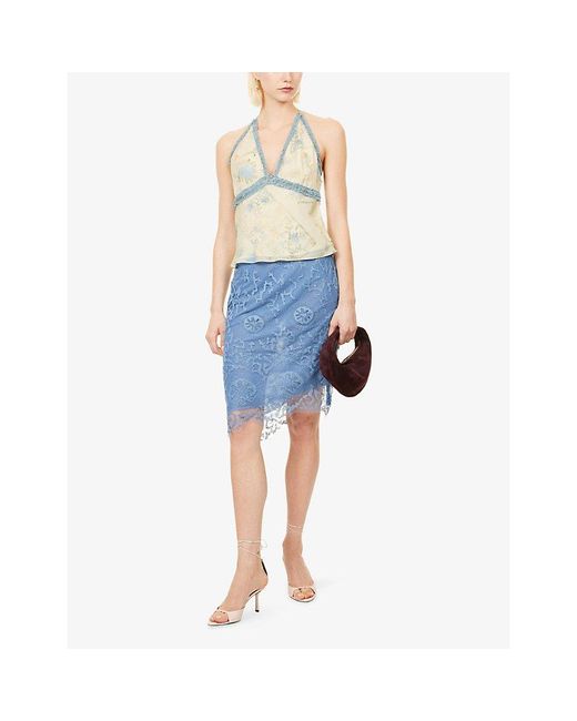 Sir Blue Leif Embroidered Sheer Midi Skirt