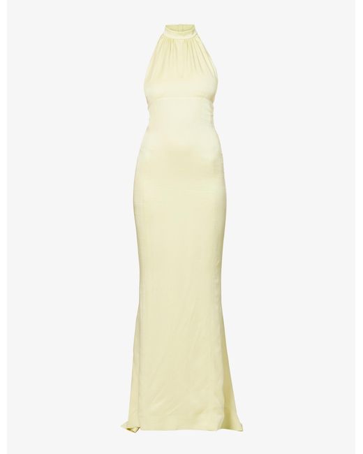 Givenchy Multicolor Halterneck Sleeveless Satin Maxi Dress