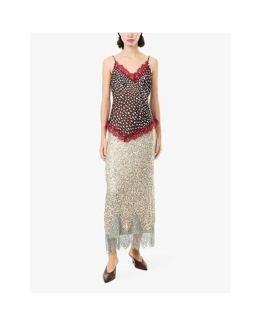 Never Fully Dressed Natural Maeva Sequinned Midi Skirt