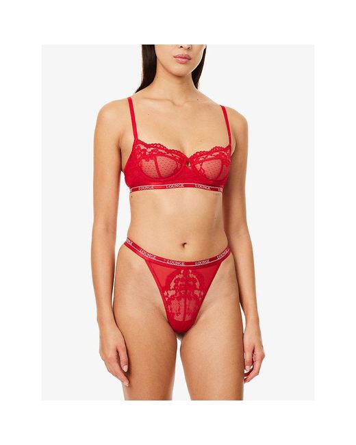 Lounge Underwear Red Blossom Balcony Lace Bra