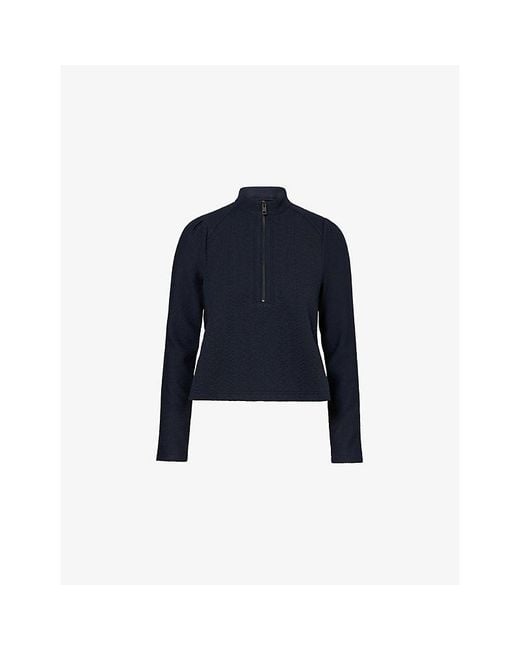ME+EM Blue Jacquard Half-Zip Stretch-Woven Top