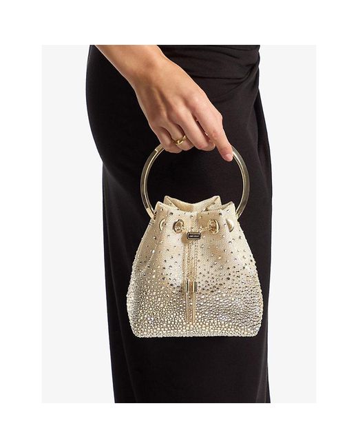 Jimmy Choo Natural Bon Bon Crystal-Mesh Top-Handle Bag