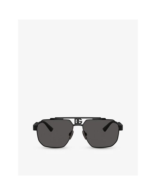 Dolce & Gabbana Gray Dg2294 Pilot-frame Steel Sunglasses