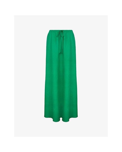 Ro&zo Green Bias-Cut Linen-Blend Maxi Skirt