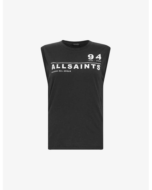 AllSaints Black Imogen Graphic-print Sleeveless Cotton Tank
