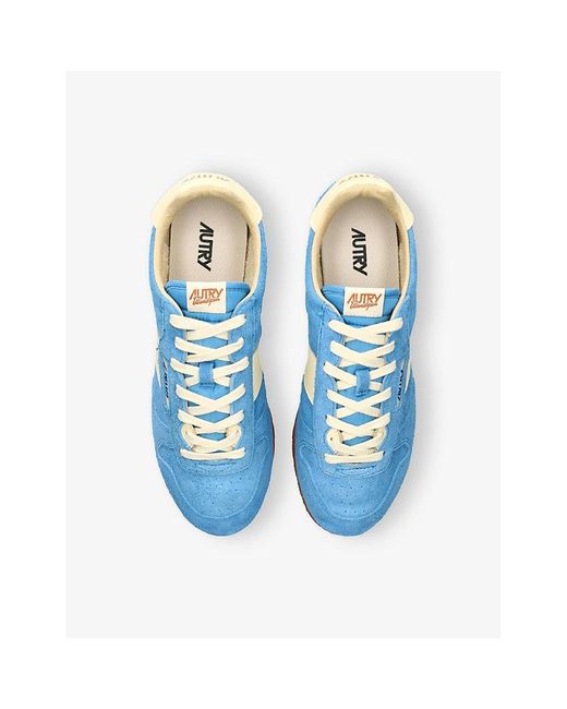 Autry Blue Windspin Low-Top Suede Runner Trainers for men