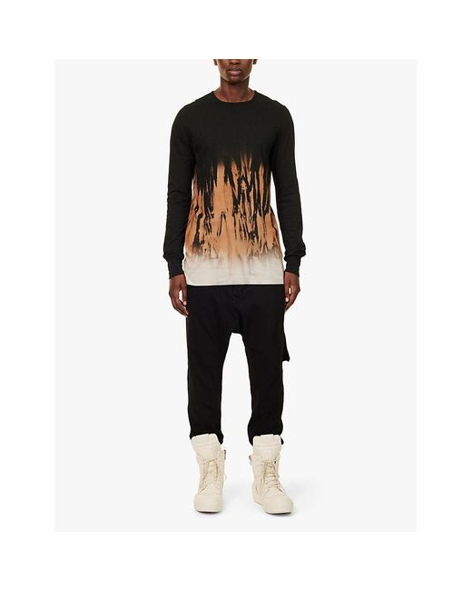 Rick Owens Black Terra Level Ls Graphic-Print Cotton T-Shirt for men