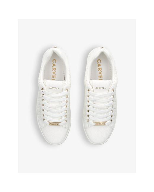 Carvela Kurt Geiger White Daze Weave Logo-Plaque Faux-Leather Low-Top Trainers