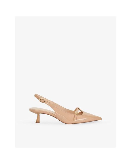 Dune Natural Deserving T-Bar Faux-Leather Slingback Courts