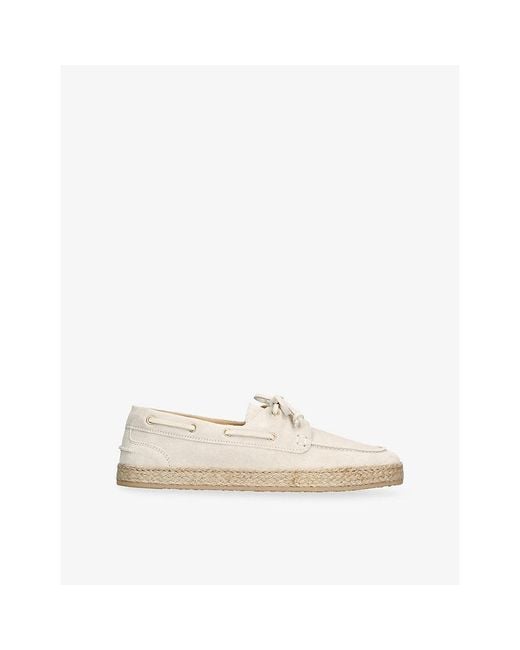 Brunello Cucinelli Natural Lace-Up Suede Boat Shoes for men