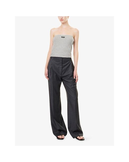 Miu Miu Gray Costina Bandeau Cotton-Jersey Top