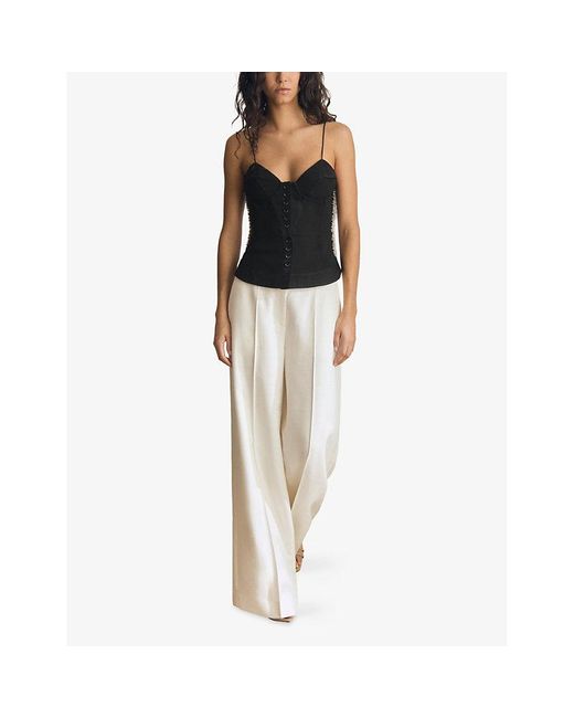 Reiss White X Atelier Belted Wide-Leg Woven Suit Trousers