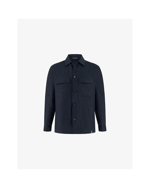 Boggi Blue Link Regular-Fit Linen Shirt Jacket for men