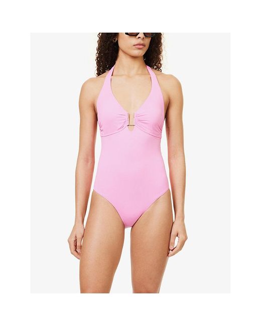 Melissa Odabash Pink Tampa Halter-neck Swimsuit