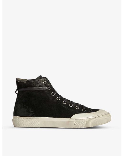 AllSaints Dumont Brand-patch Suede High-top Trainers in Black for Men ...