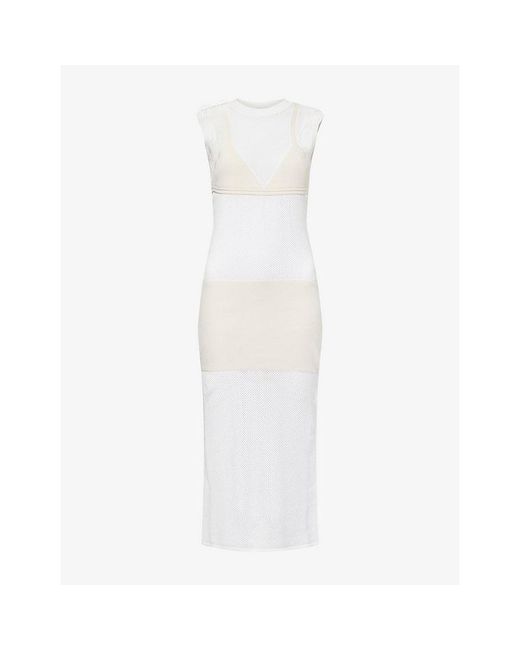 Stella McCartney White Sleeveless Crochet Cotton Midi Dress