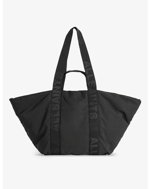 AllSaints Black Esme Jacquard-strap Recycled-polyester Tote Bag