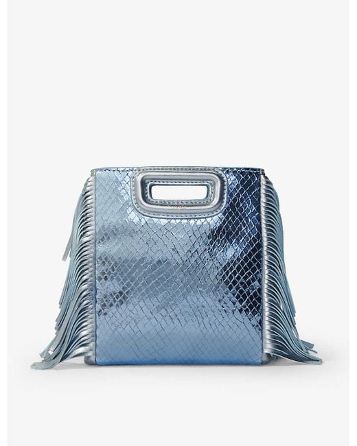 Maje Blue M Mini Mock-croc Leather Cross-body Bag