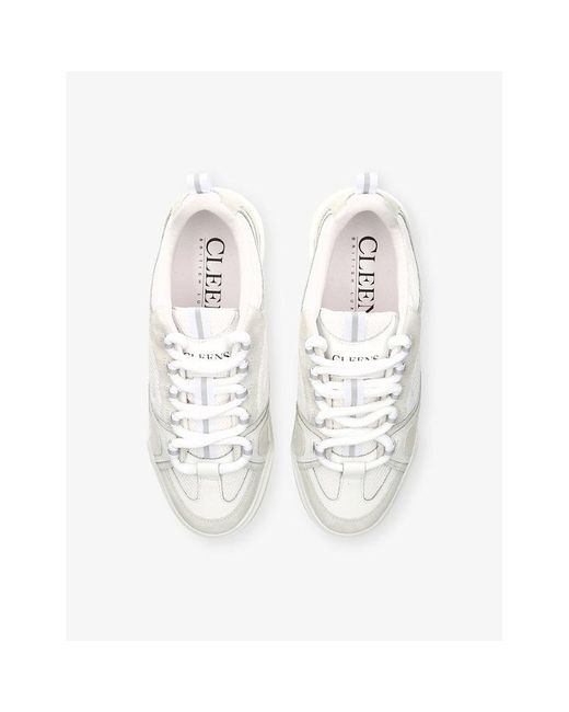 Cleens White Essential Suede And Mesh Trainers for men