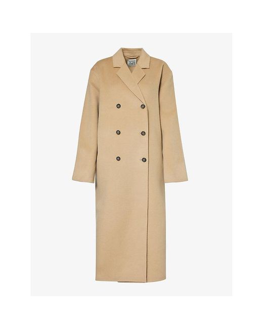 Totême  Natural Double-breasted Relaxed-fit Wool Coat