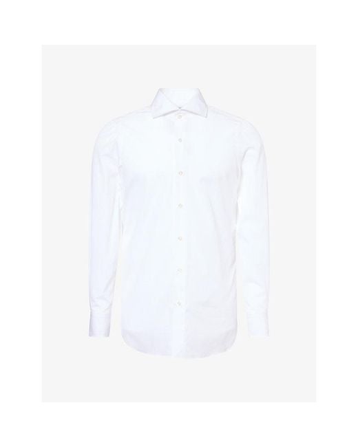 Finamore 1925 White Napolo Giza Regular-Fit Cotton Shirt for men