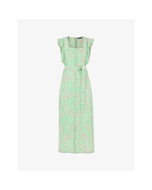 Whistles Sophie Daisy Meadow Floral-print Woven Midi Dress in Green | Lyst