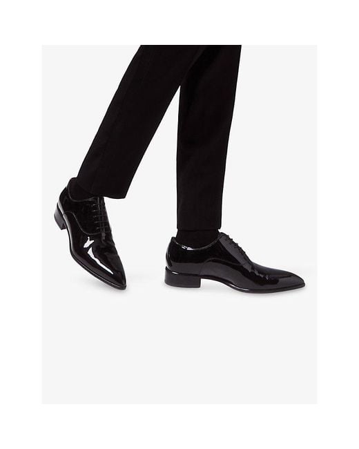 Christian Louboutin Black Pelvis Flat Patent-Leather Derby Shoes for men