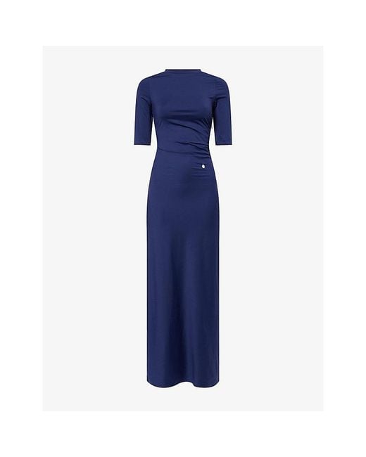 Stella McCartney Blue Slim-Fit Ruched Stretch-Jersey Maxi Dress