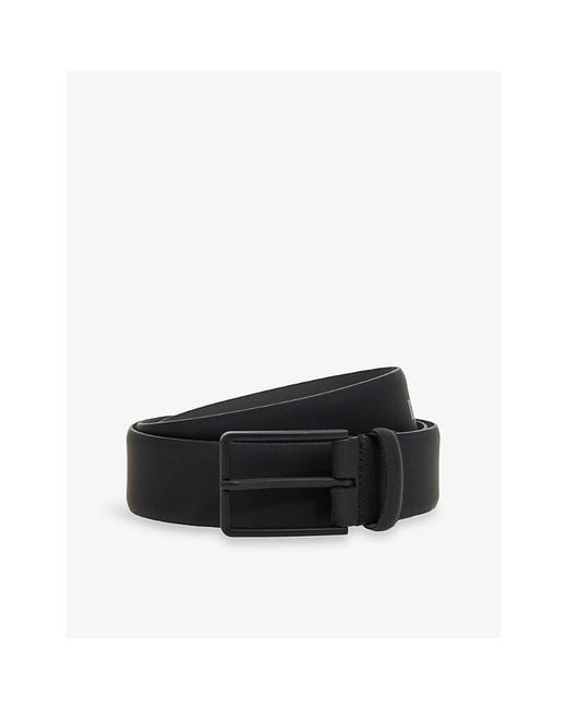 Boggi Black Rubberised-Logo Leather Belt for men
