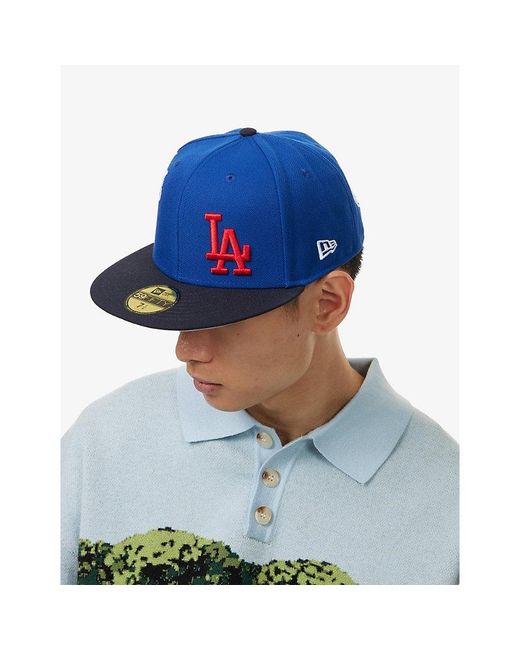 KTZ Blue 59Fifty La Dodgers Mlb Multi-Logo Woven Baseball Cap for men