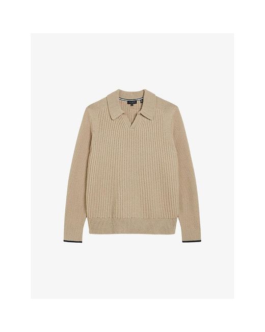 Ted Baker Natural Ademy Ribbed Knitted Jumper for men