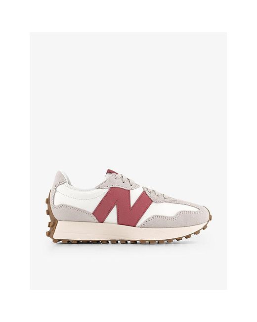 New Balance Pink 327 Logo-embroidered Suede And Woven Low-top Trainers for men