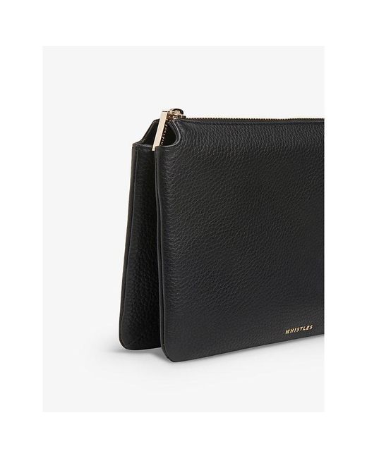 Whistles Black Elita Leather Clutch Bag