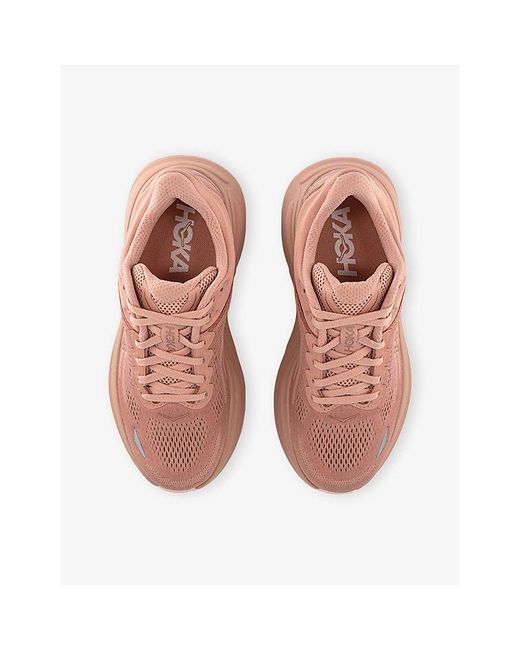 Deckers Hoka Pink Bondi 9 Mesh Trainers
