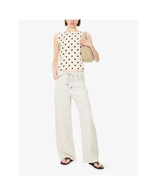 FRAME White Off-Duty Drawstring Cotton And Linen-Blend Trousers