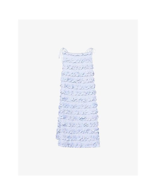 Damson Madder Blue Leili Ruffle Cotton Mini Dress