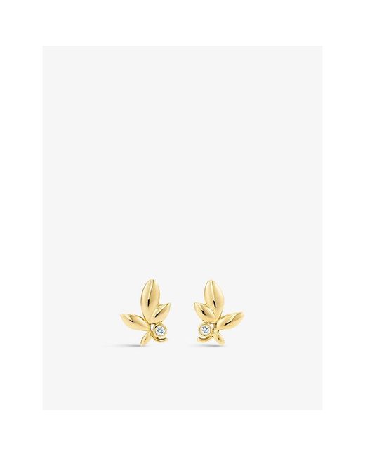 Tiffany & Co Metallic Leaf Diamond And 18Ct- Earrings