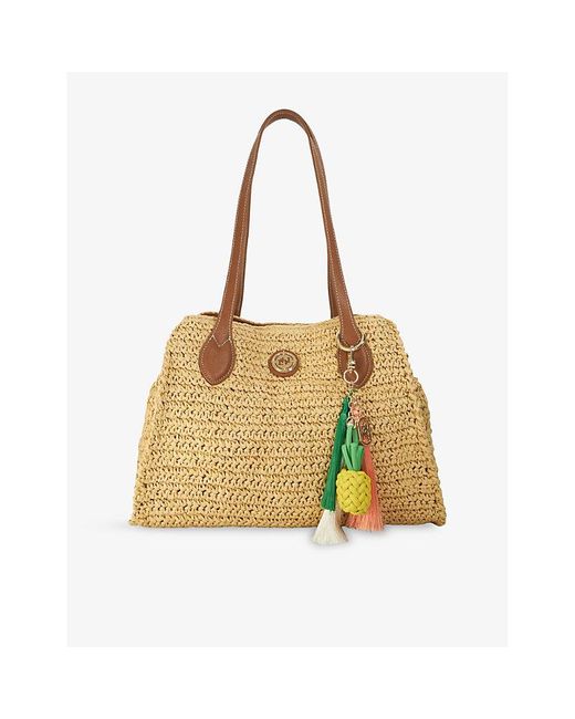 Dune Metallic Devotedly Large Raffia Shoulder Bag