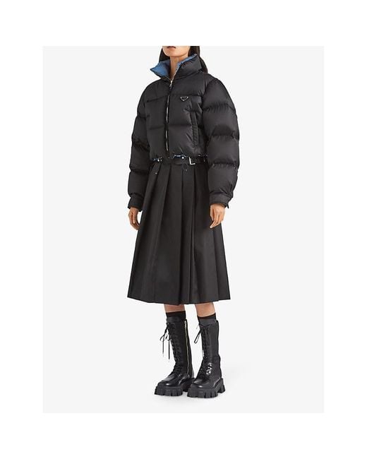 Prada Women's Black Re-Nylon Cropped Down Jacket