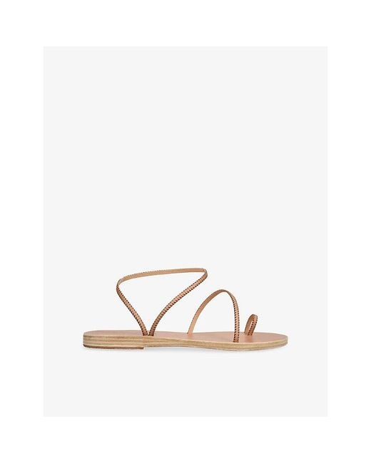 Ancient Greek Sandals Natural Eleftheria Stitch Leather Sandals