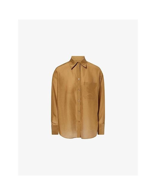 Twp Brown Big Joe Oversized Cotton And Silk-Blend Shirt