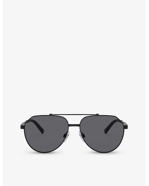 Dolce & Gabbana Gray Dg2288 Pilot-frame Steel Sunglasses